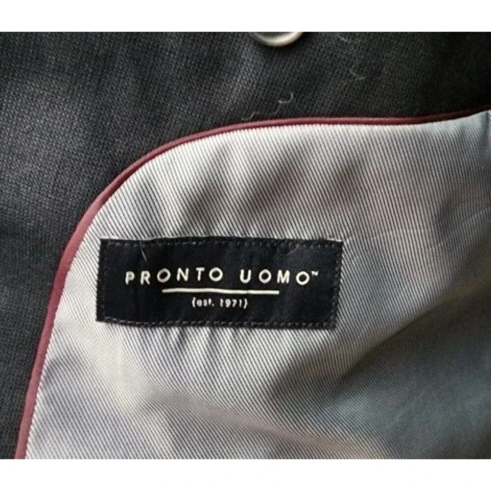 Pronto Uomo Black Suit Coat Size 56 Regular Wool/Poly Blend